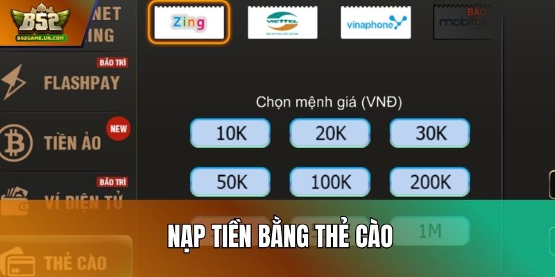 Nạp tiền bằng thẻ cào